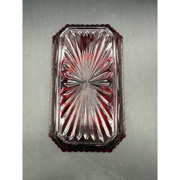 Vintage Avon Cape Cod Relish Dish,Ruby Red Glass Rectangle Serve Bowl - Picture 6 of 8